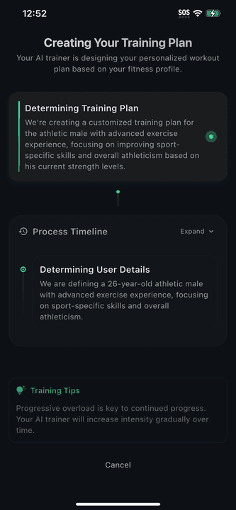 AI generating a personalized training plan